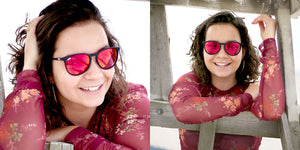 Black Round Eye Sunglasses With Berry Pink Lenses