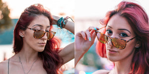 Glossy Peach Tortoise Shell Sunglasses With Champagne Lenses