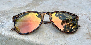 Glossy Peach Tortoise Shell Sunglasses With Champagne Lenses