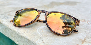 Glossy Peach Tortoise Shell Sunglasses With Champagne Lenses