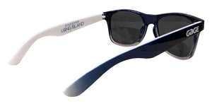 Glossy Navy Blue and Grey Gradient Sunglasses With Light Blue Mirrored Lenses