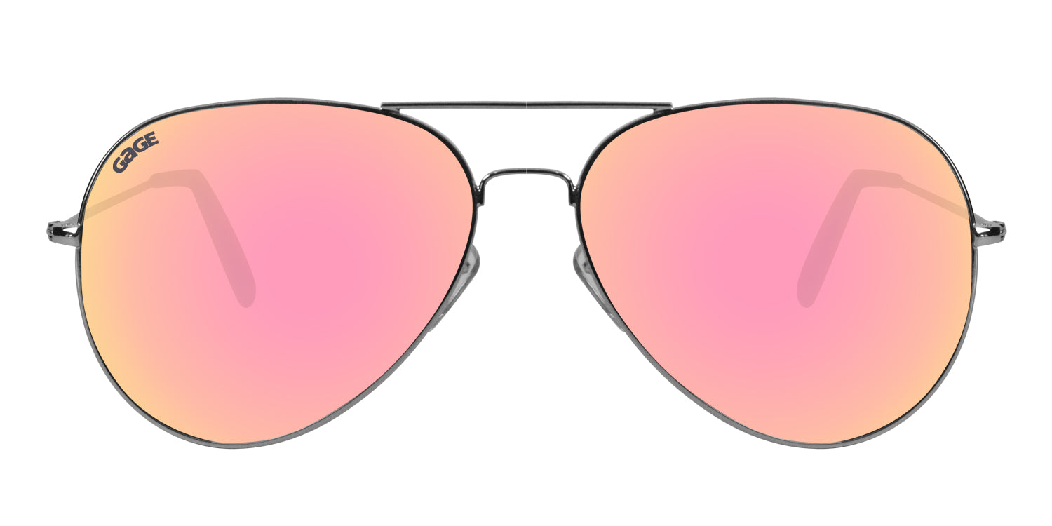 Silver Sunglasses With Polarized Rose Gold Lenses