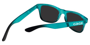 Glossy Teal and Black Gradient Sunglasses With Smoke Lenses