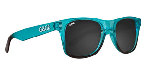 Glossy Teal and Black Gradient Sunglasses With Smoke Lenses