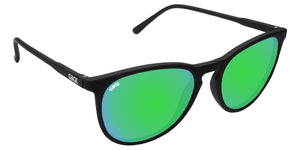 Black Round Eye Sunglasses With Green Lenses