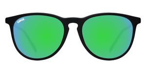 Black Round Eye Sunglasses With Green Lenses