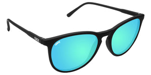 Black Round Eye Sunglasses With Light Blue Lenses