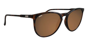 Glossy Tortoise Shell Round Eye Sunglasses With Amber Lenses