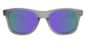 Grey Sunglasses With Purple Mirrored Lenses