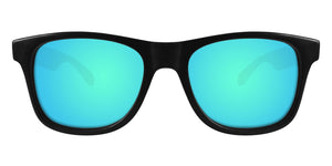 Black Sunglasses With Light Blue Mirrored Lenses