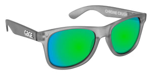 Grey Sunglasses With Green Mirrored Lenses
