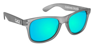 Grey Sunglasses With Light Blue Mirrored Lenses