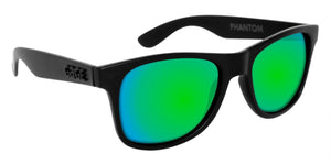 Black Sunglasses With Apple Green Mirrored Lenses