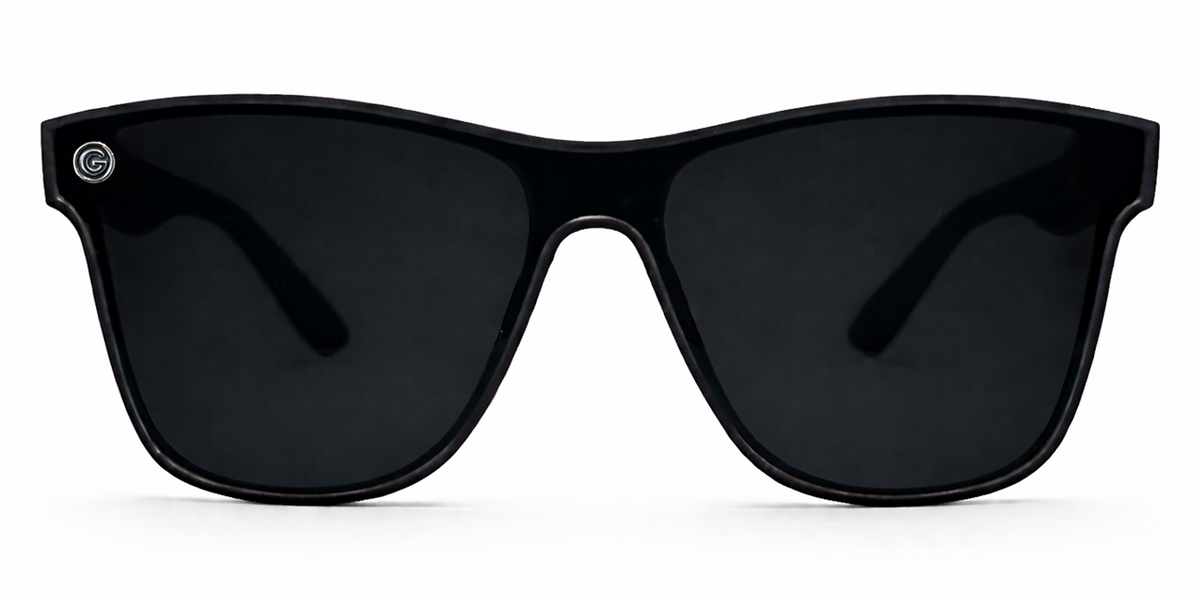 Black sunglasses on a white background