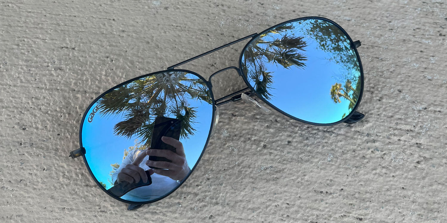 Black Sunglasses With Polarized Silver Mirror Lenses