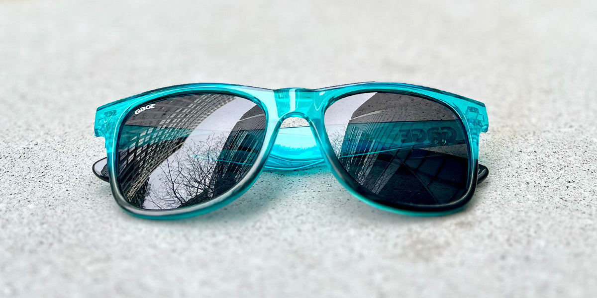 Glossy Teal and Black Gradient Sunglasses With Smoke Lenses