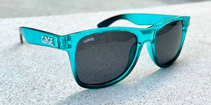 Glossy Teal and Black Gradient Sunglasses With Smoke Lenses