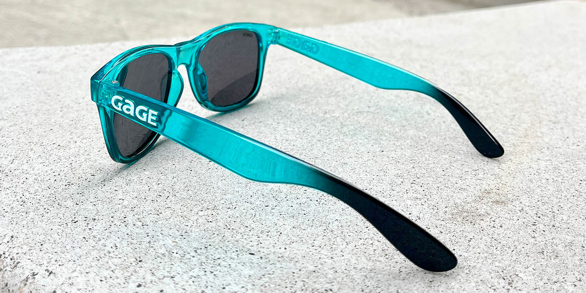 Glossy Teal and Black Gradient Sunglasses With Smoke Lenses