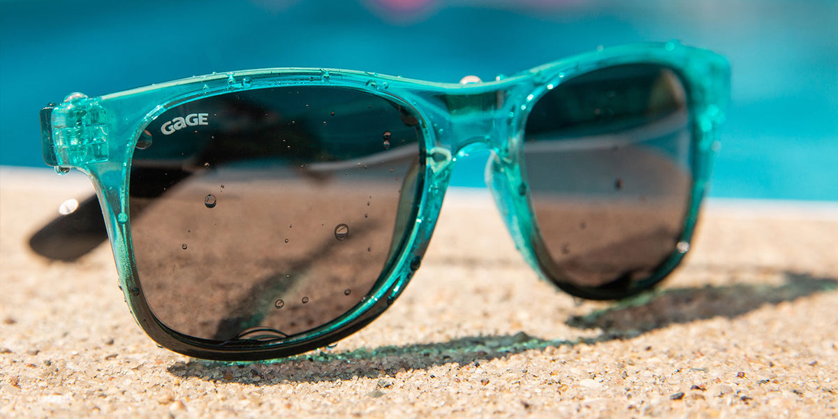 Glossy Teal and Black Gradient Sunglasses With Smoke Lenses