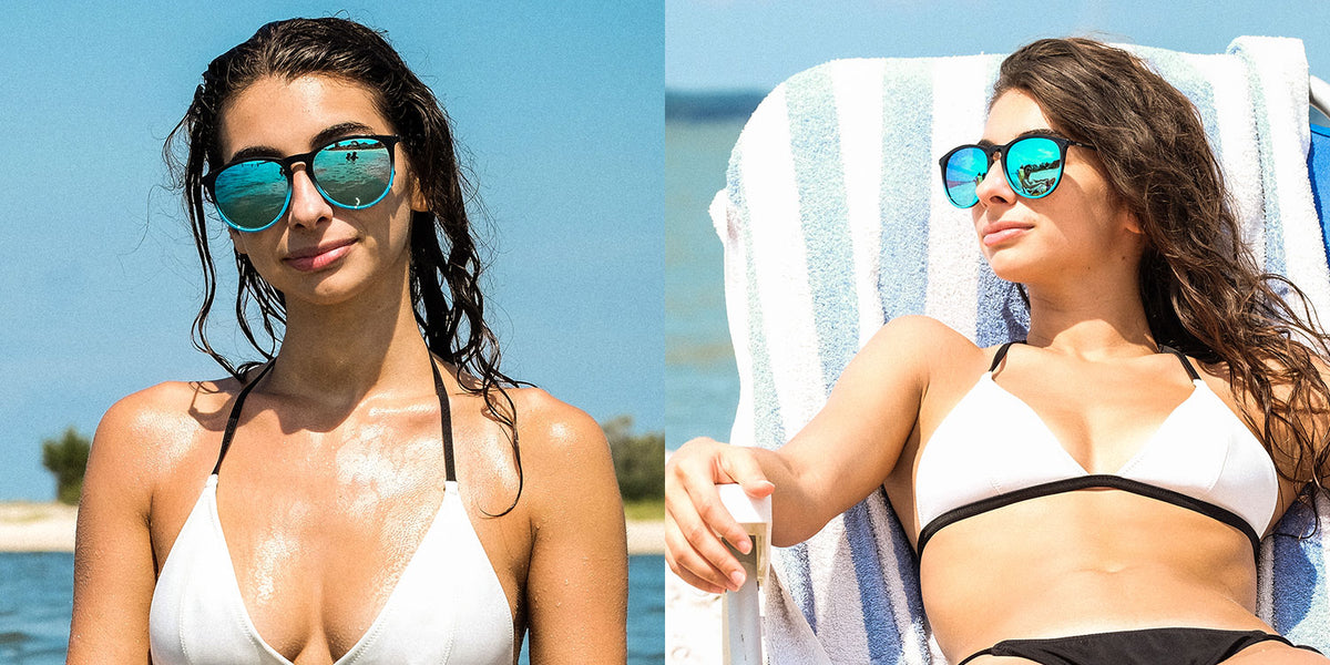 Black to Blue Gradient Sunglasses With Black Metal Arms and Polarized Lt Blue Lenses