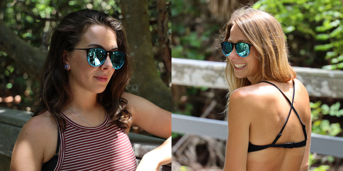 Black to Blue Gradient Sunglasses With Black Metal Arms and Polarized Lt Blue Lenses