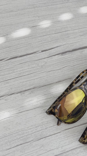 Glossy Peach Tortoise Shell Sunglasses With Champagne Lenses