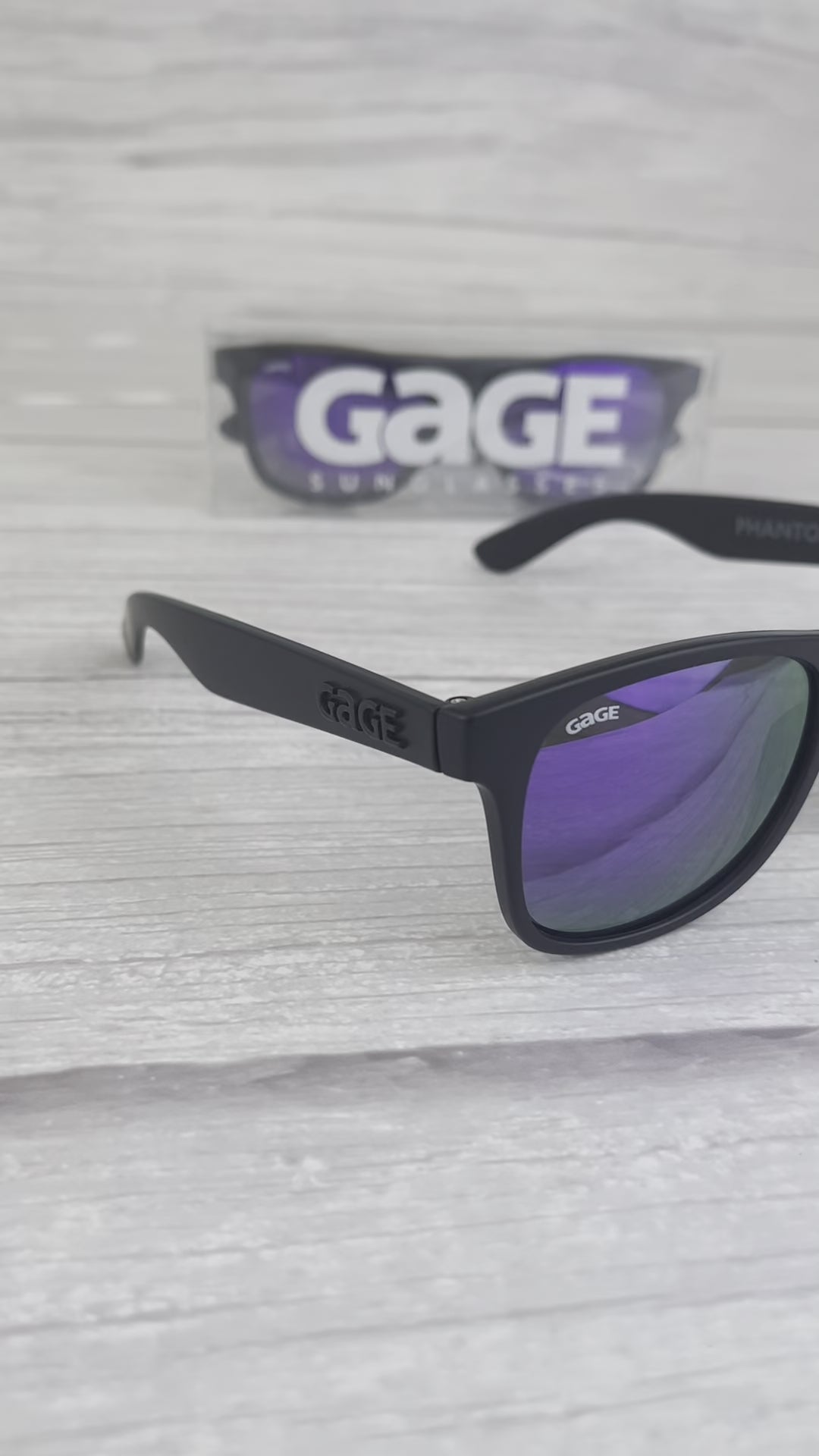 Black Sunglasses With Purple Mirrored Lenses