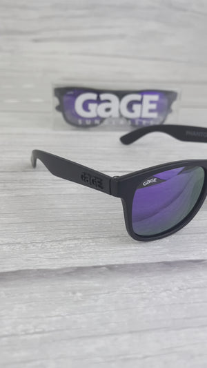 Black Sunglasses With Purple Mirrored Lenses