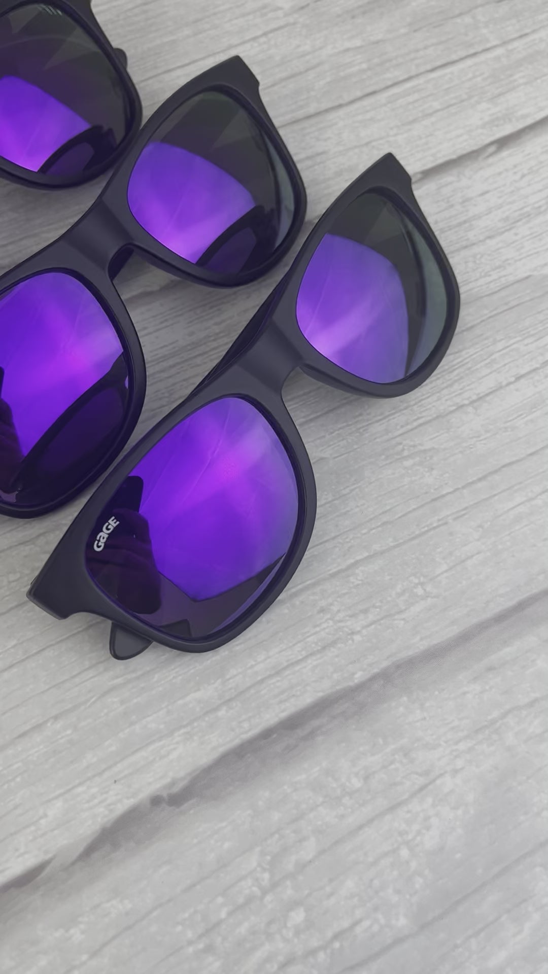Black Sunglasses With Purple Mirrored Lenses