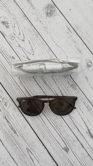 Glossy Tortoise Shell Round Eye Sunglasses With Amber Lenses