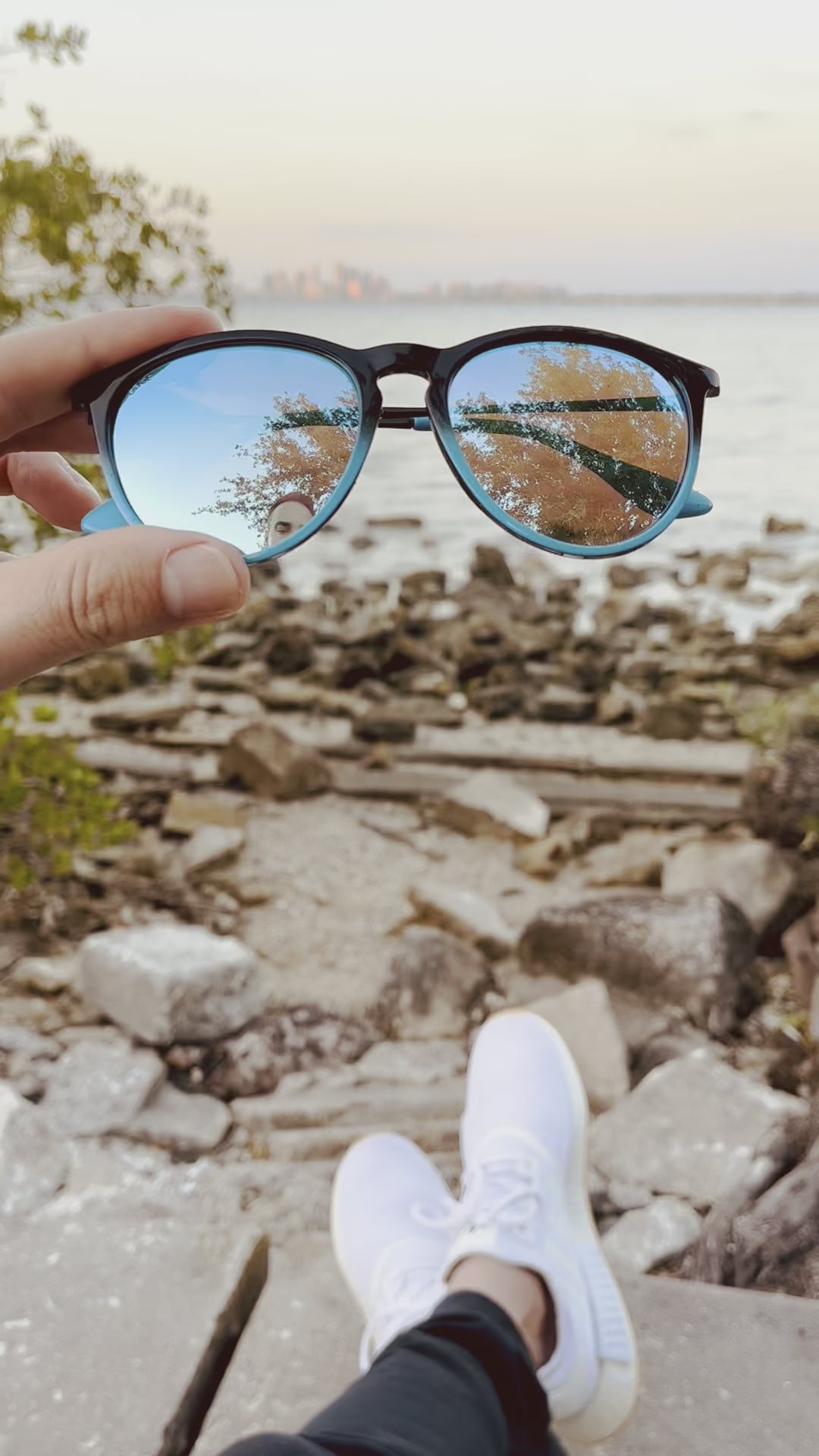 Black to Blue Gradient Sunglasses With Black Metal Arms and Polarized Lt Blue Lenses