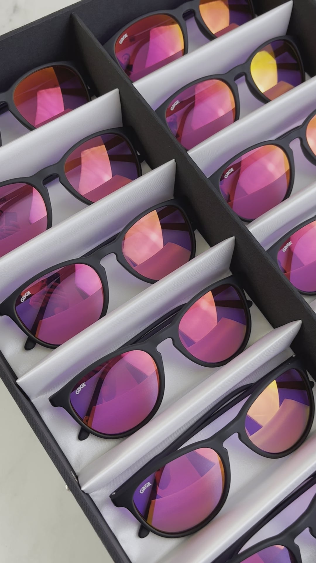 Black Round Eye Sunglasses With Berry Pink Lenses