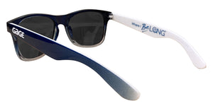 Glossy Navy Blue and Grey Gradient Sunglasses With Light Blue Mirrored Lenses
