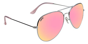 Silver Sunglasses With Polarized Rose Gold Lenses