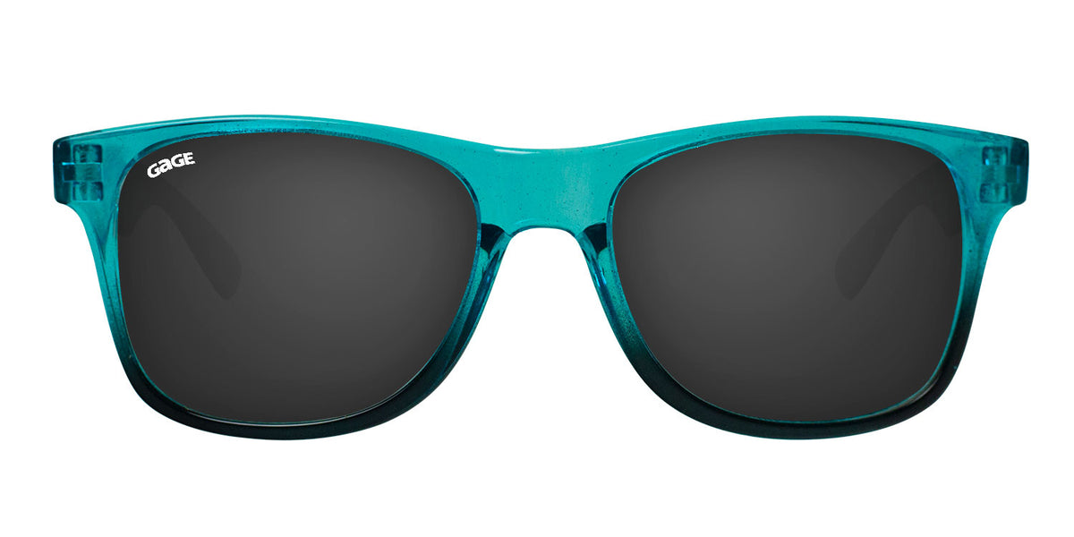 Glossy Teal and Black Gradient Sunglasses With Smoke Lenses