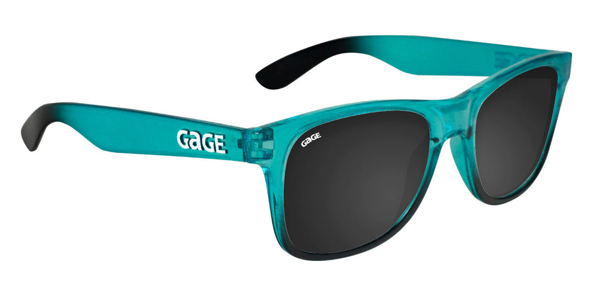 Glossy Teal and Black Gradient Sunglasses With Smoke Lenses