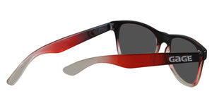 Glossy Black, Red & Clear Gradient Sunglasses With Smoke Lenses
