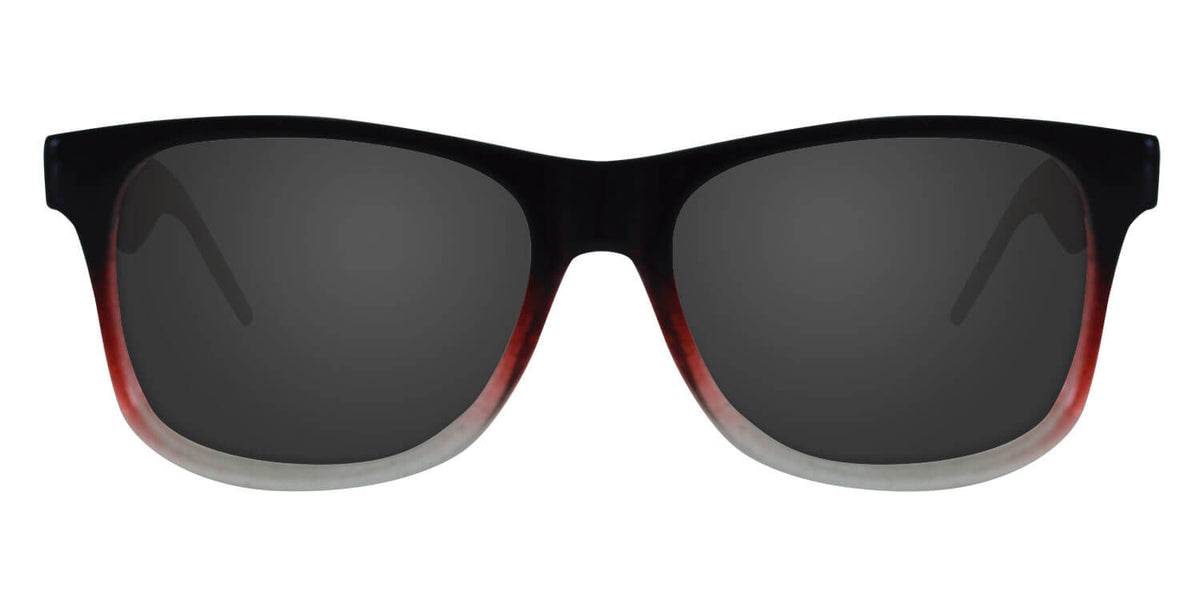 Glossy Black, Red &amp; Clear Gradient Sunglasses With Smoke Lenses
