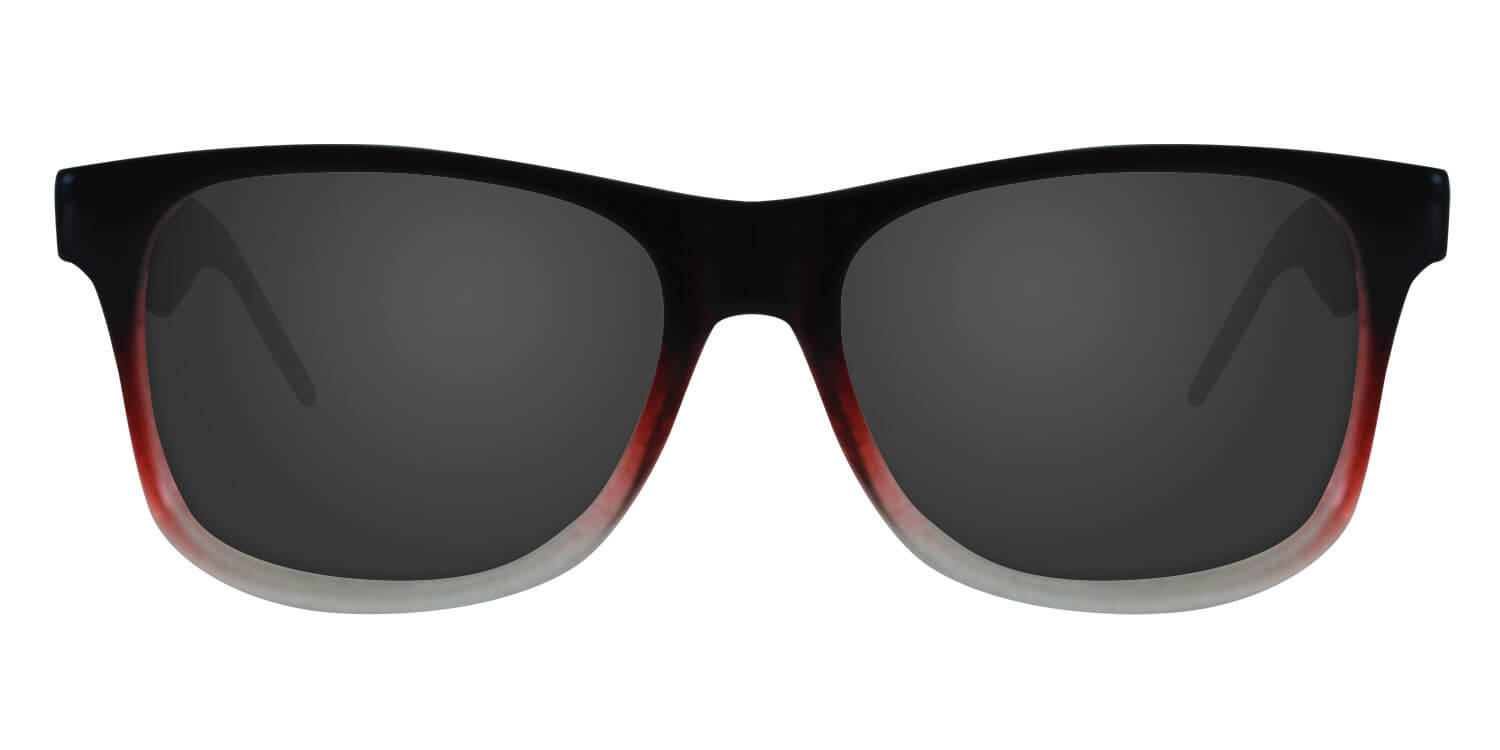 Glossy Black, Red & Clear Gradient Sunglasses With Smoke Lenses