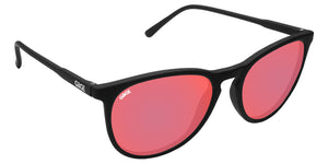 Black Round Eye Sunglasses With Berry Pink Lenses