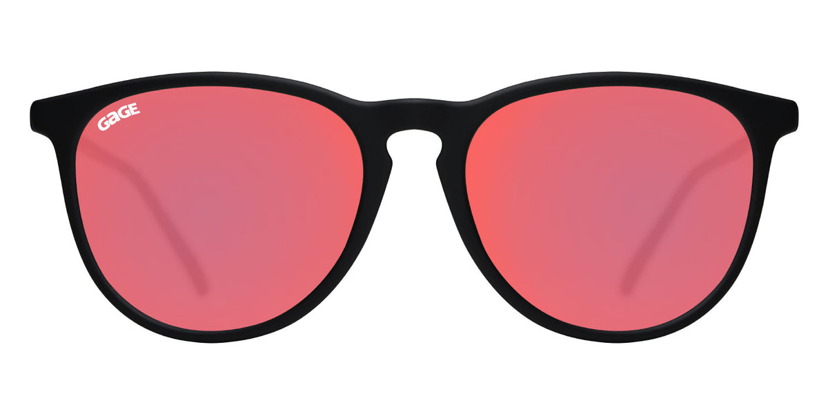 Black Round Eye Sunglasses With Berry Pink Lenses
