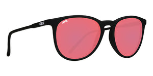 Black Round Eye Sunglasses With Berry Pink Lenses