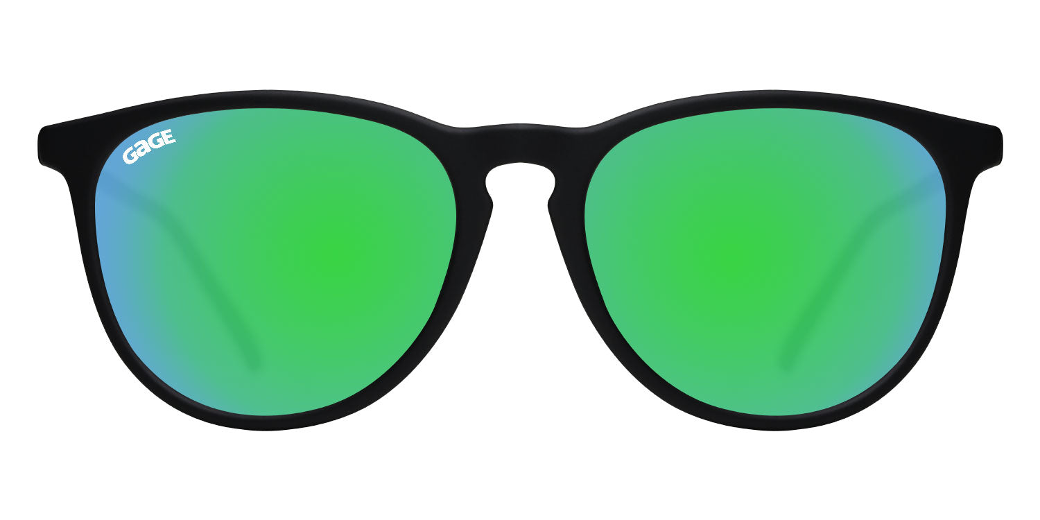 Black Round Eye Sunglasses With Green Lenses