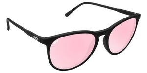 Black Round Eye Sunglasses With Rose Pink Lenses