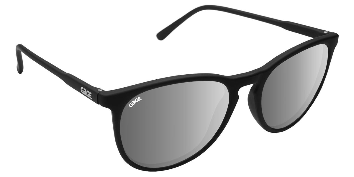 Black Round Eye Sunglasses With Silver Mirrored Lenses
