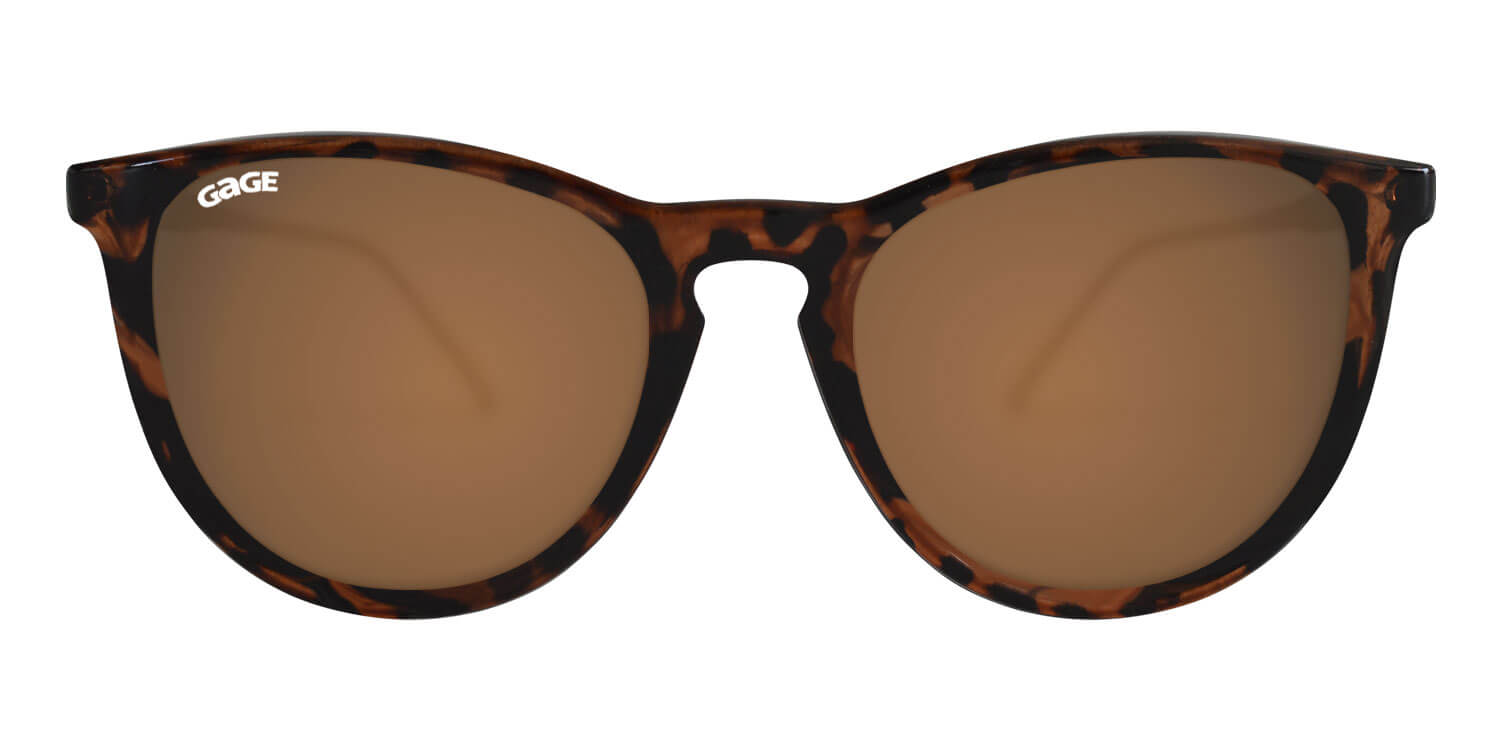 Glossy Tortoise Shell Round Eye Sunglasses With Amber Lenses