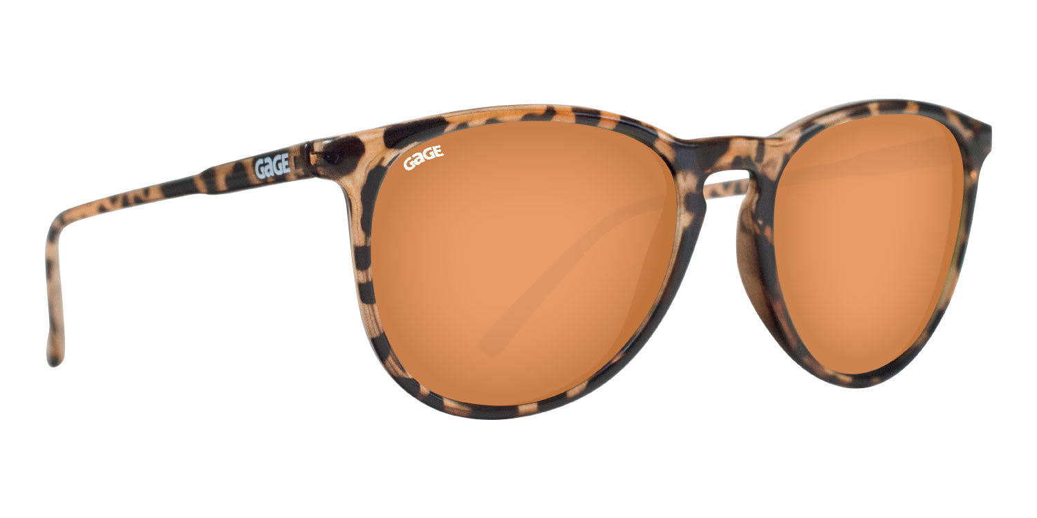 Glossy Peach Tortoise Shell Sunglasses With Champagne Lenses