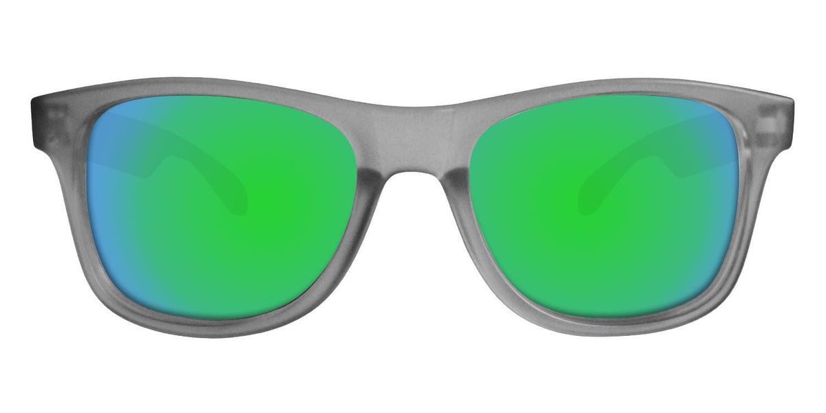 Grey Sunglasses With Green Mirrored Lenses