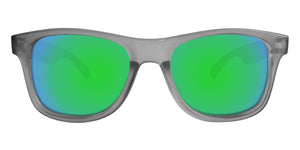 Grey Sunglasses With Green Mirrored Lenses