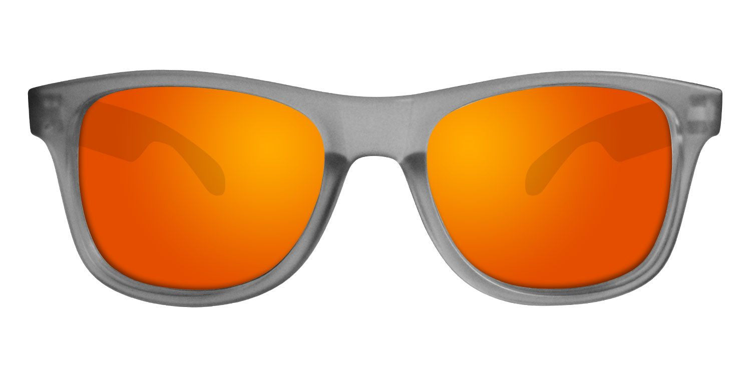 Grey Sunglasses With Orange Mirrored Lenses
